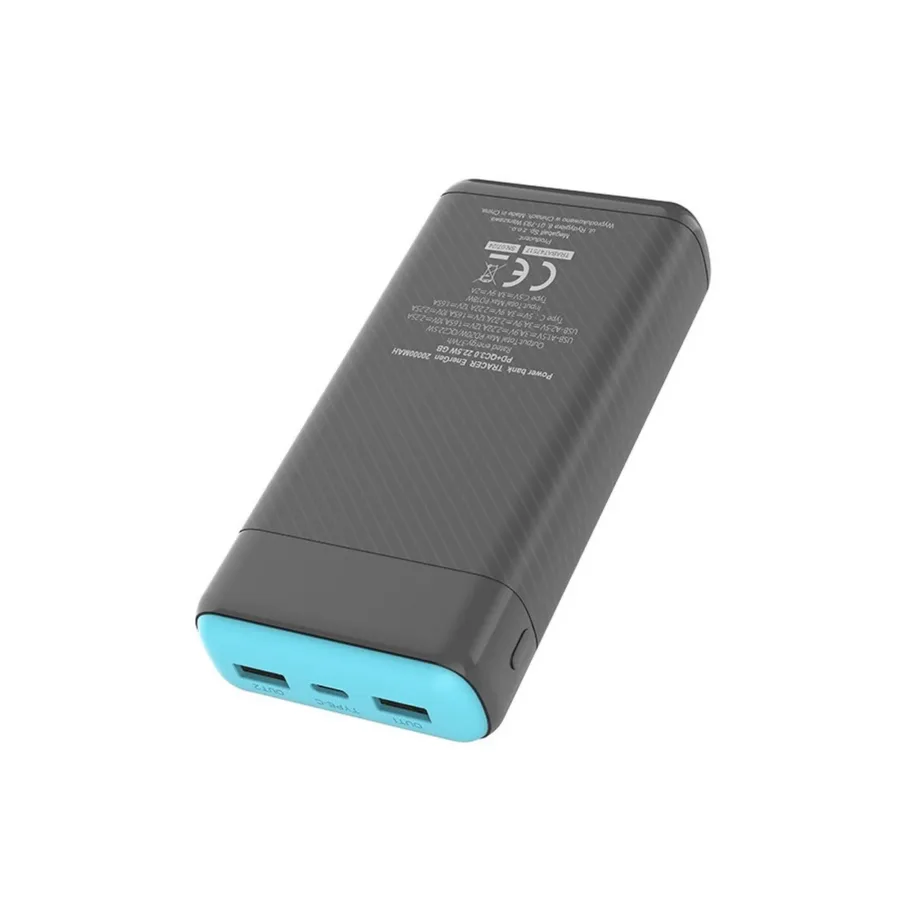 Tracer EnerGen TRABAT47517 20000 mAh sinine/oranž akupank 3 seadmele, USB-C/2xUSB-A, kiirlaadimine PD/QC 3.0, 400 g – 2