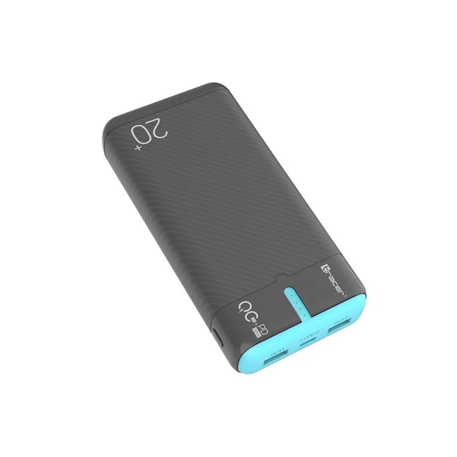 Tracer EnerGen TRABAT47517 20000 mAh sinine/oranž akupank 3 seadmele, USB-C/2xUSB-A, kiirlaadimine PD/QC 3.0, 400 g – 4