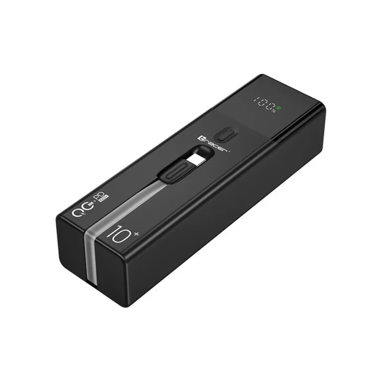 Tracer Quant TRABAT47641 10000mAh 100W PD+QC must akupank, 1x USB-C, 1x USB-A, kiirlaadimine, 121 g