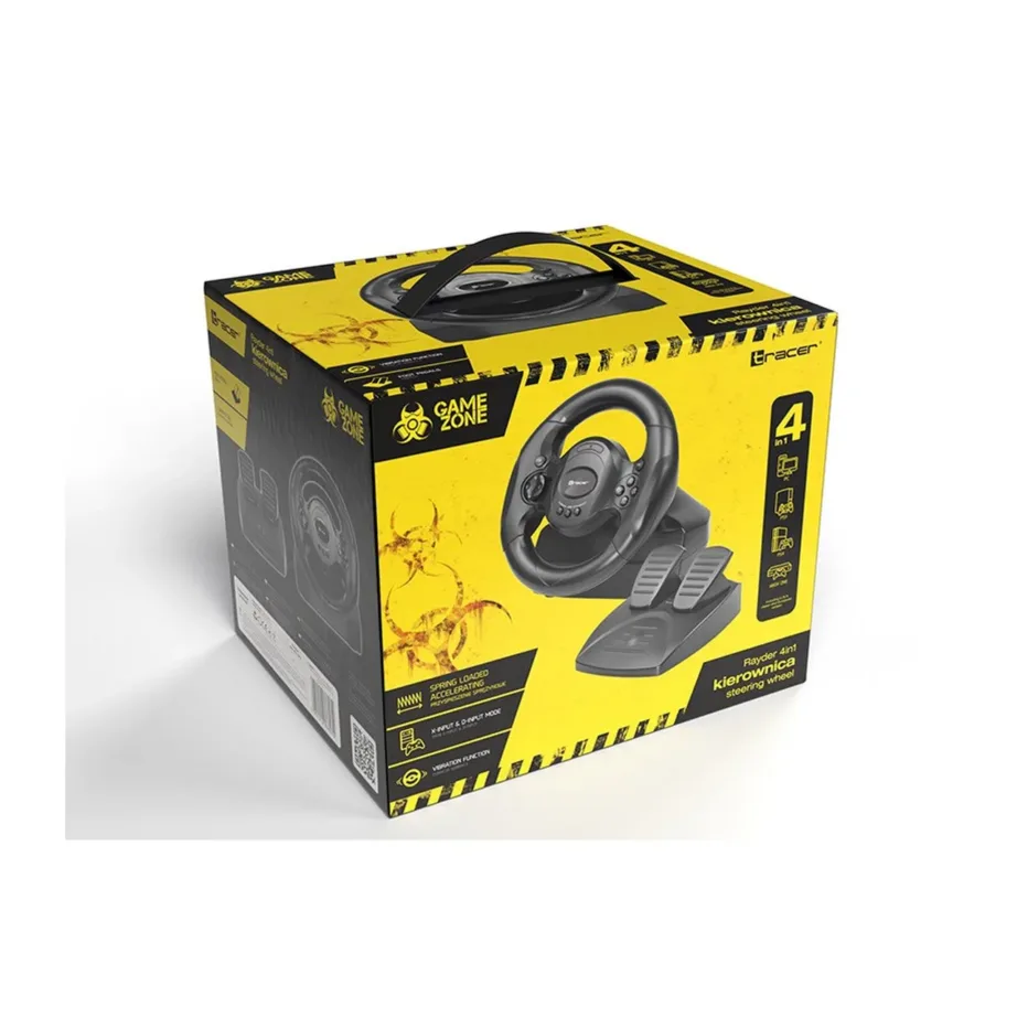 Tracer Rayder TRAJOY46765 180° rool koos pedaalidega, 1,8 m, must, PC/PS4/PS3/Xbox One juhtmega – 5