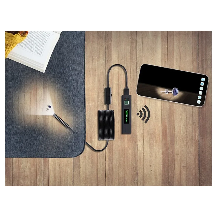 Tracer TRAKAM46628 70° vaatenurgaga IP67 veekindel tööstuslik endoskoop, 6 LED-i, 500 mAh aku, 4K video, konksu ja peegliga, arvutiühendusega – 6