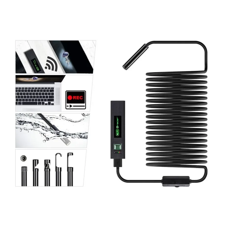 Tracer TRAKAM46628 70° vaatenurgaga IP67 veekindel tööstuslik endoskoop, 6 LED-i, 500 mAh aku, 4K video, konksu ja peegliga, arvutiühendusega – 8