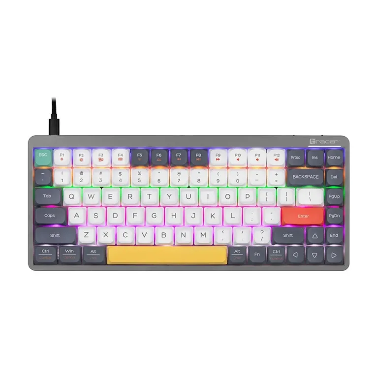 Tracer TRAKLA47279 valge mehaaniline QWERTY mänguklaviatuur RGB-taustvalgustuse ja numbriklahvistikuga, 1,5 m USB-kaabel