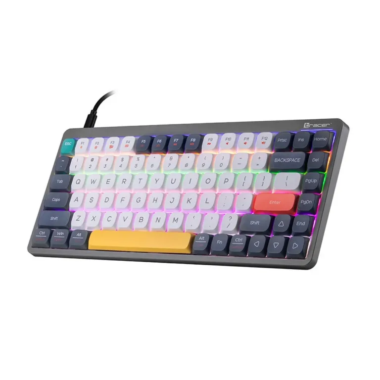 Tracer TRAKLA47279 valge mehaaniline QWERTY mänguklaviatuur RGB-taustvalgustuse ja numbriklahvistikuga, 1,5 m USB-kaabel