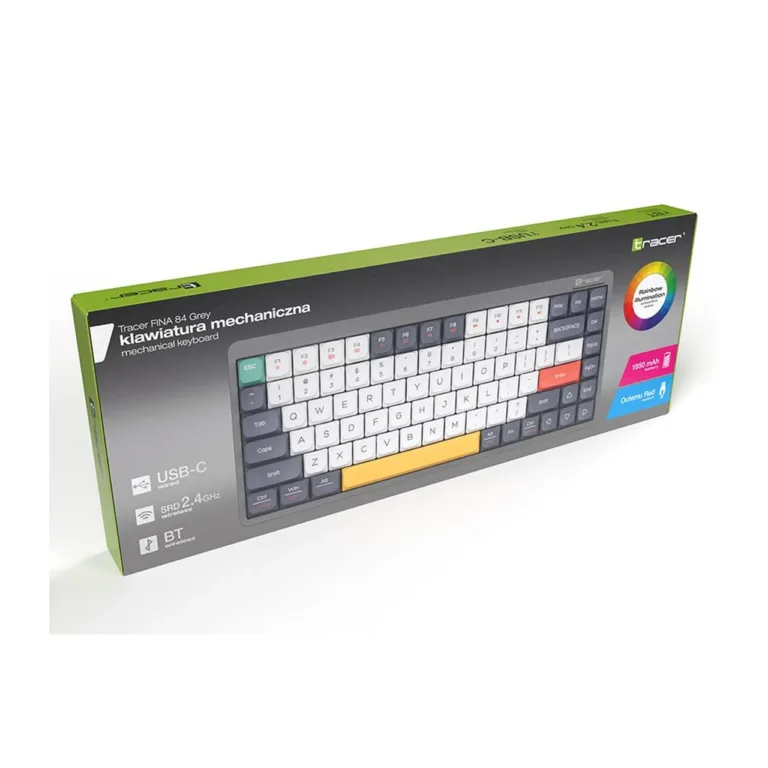 Tracer TRAKLA47279 valge mehaaniline QWERTY mänguklaviatuur RGB-taustvalgustuse ja numbriklahvistikuga, 1,5 m USB-kaabel