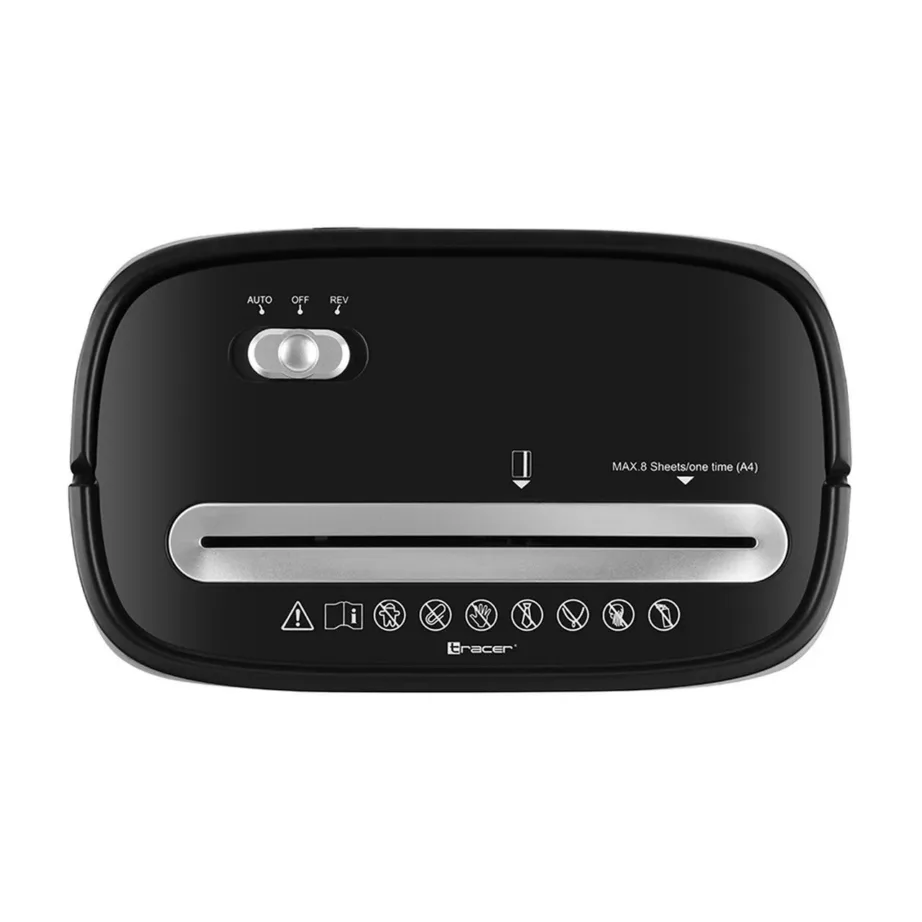 Tracer TRX-815L 8-leheline must paberihävitaja, 5 x 38 mm ristlõige, 10 l kogumismahuti, krediitkaartide hävitus – 3