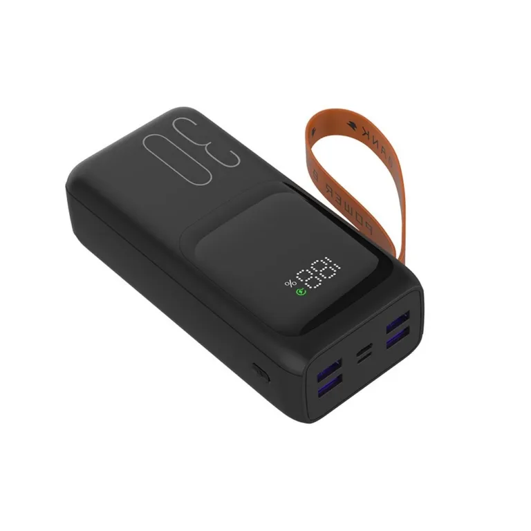 Tracer Vouge-3 TRABAT47369 30000 mAh must kiirlaadimisega akupank LCD-ekraaniga, 2x USB-A ja USB-C, taskulambiga