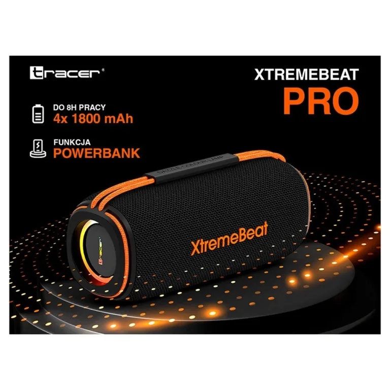 Tracer XtremeBeat Pro TRAGLO47543 40W must kaasaskantav Bluetooth 5.3 IPX6 stereo kõlar sisseehitatud mikrofoniga