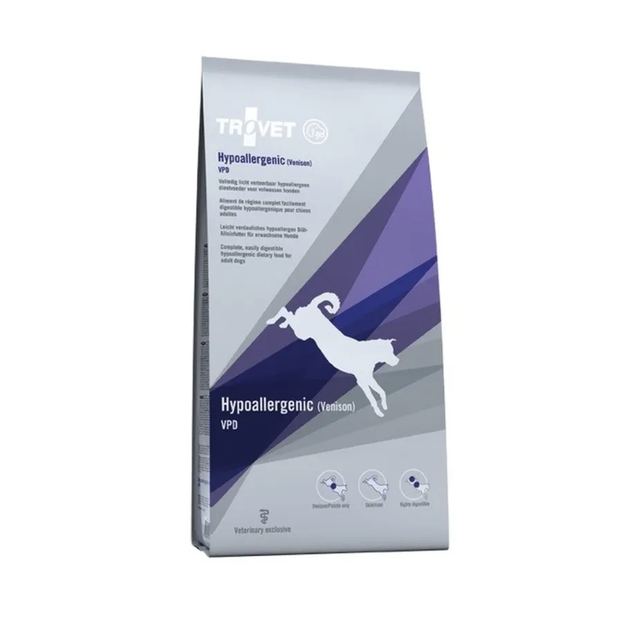 TROVET Hypoallergenic VPD Venison 3 kg hirvelihaga kuivtoit toiduallergiaga täiskasvanud koertele