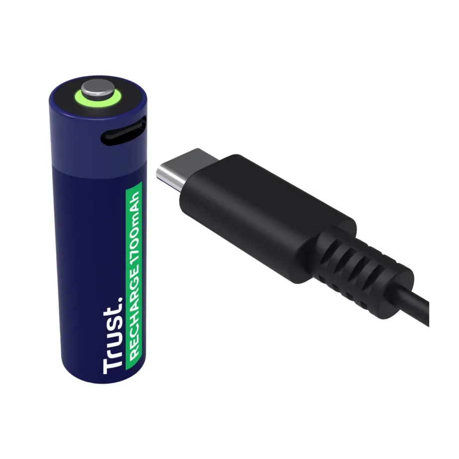 Trust 25584 2x AA 1700mAh 800 tsükliga USB-C laetavad patareid, roheline/sinine – 2