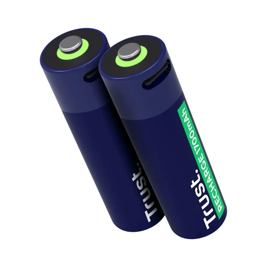Trust 25584 2x AA 1700mAh 800 tsükliga USB-C laetavad patareid, roheline/sinine – 3
