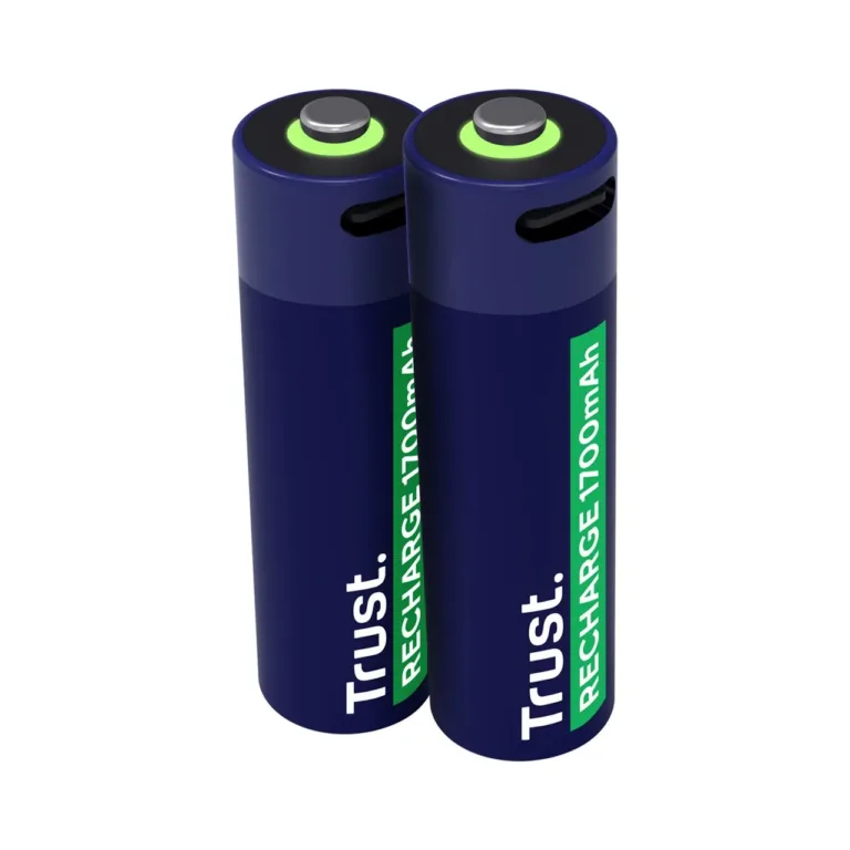 Trust 25584 2x AA 1700mAh 800 tsükliga USB-C laetavad patareid, roheline/sinine