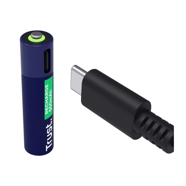 Trust 25585 2×AAA 500mAh sinine/roheline laetav aku USB-C-ga, 1h laadimine, 800 tsüklit