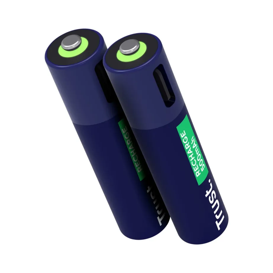 Trust 25585 2×AAA 500mAh sinine/roheline laetav aku USB-C-ga, 1h laadimine, 800 tsüklit – 3