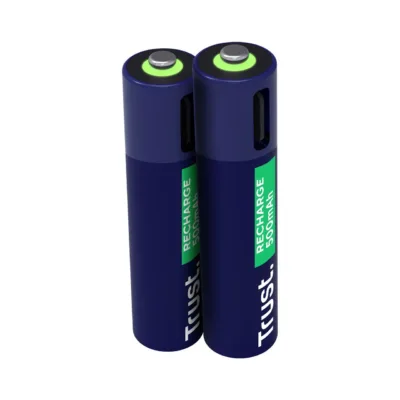 Trust 25585 2×AAA 500mAh sinine/roheline laetav aku USB-C-ga, 1h laadimine, 800 tsüklit