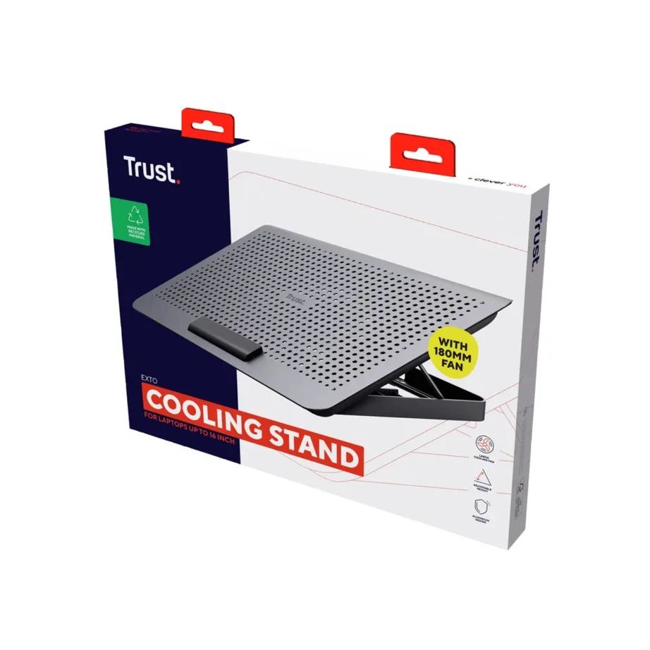 Trust Exto 24613 16″ sülearvuti jahutusalus, 18 cm ventilaator, ABS/alumiinium, reguleeritav kõrgus, hall – 5
