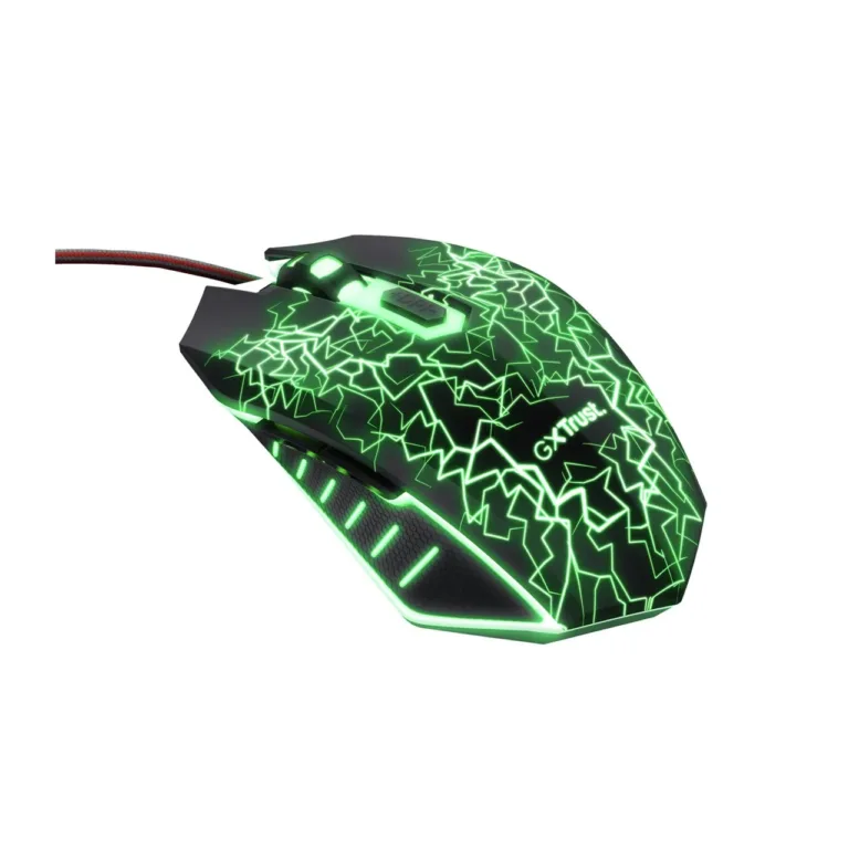 Trust GXT 105X Izza 4000 DPI must ambidextriline mängurihiir RGB-valgustusega, USB, 6 nuppu, 130x73x42 mm