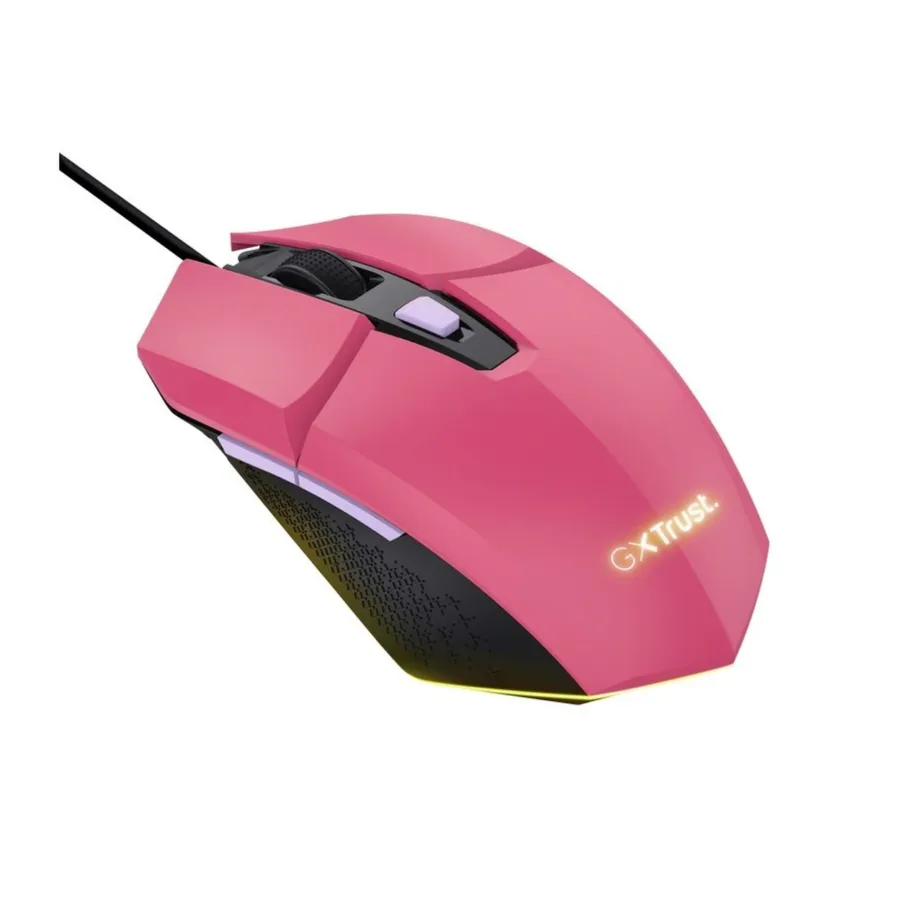 Trust GXT 109P Felox 6400 DPI 6-nupuline LED-valgustusega juhtmega mängurihiir, 131x70x42 mm, roosa, ABS, USB-A