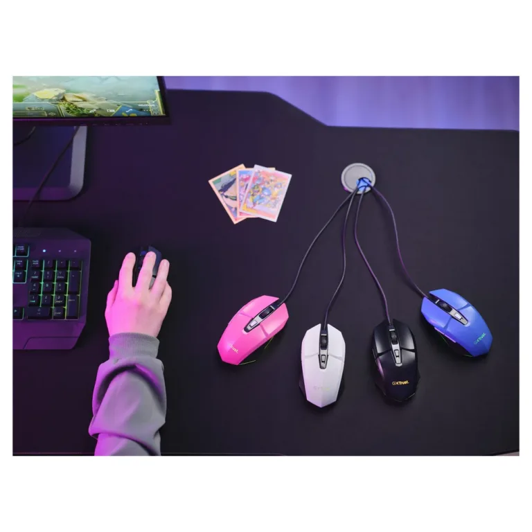 Trust GXT 109W Felox 6400 DPI valge optiline mängurihiir 6 programmeeritava nupu ja RGB-valgustusega, juhtmega USB, paremakäeline