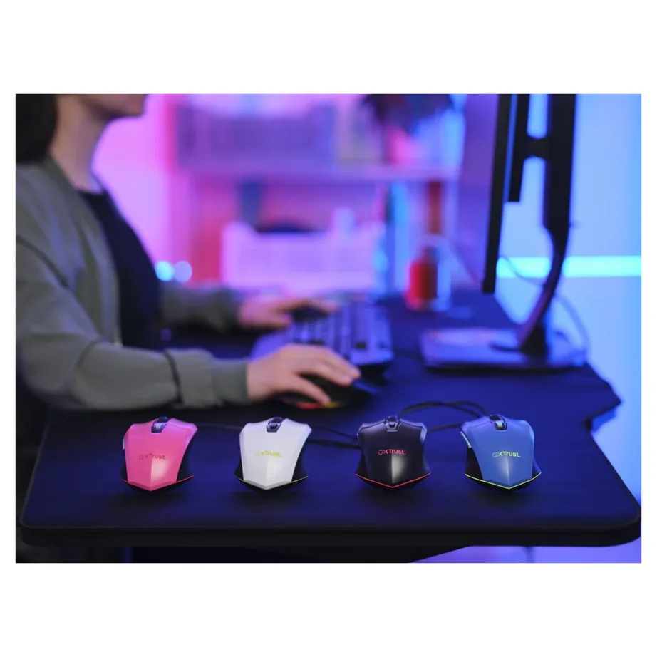 Trust GXT 109W Felox 6400 DPI valge optiline mängurihiir 6 programmeeritava nupu ja RGB-valgustusega, juhtmega USB, paremakäeline – 5