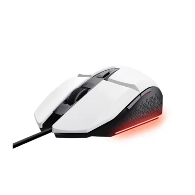 Trust GXT 109W Felox 6400 DPI valge optiline mängurihiir 6 programmeeritava nupu ja RGB-valgustusega, juhtmega USB, paremakäeline
