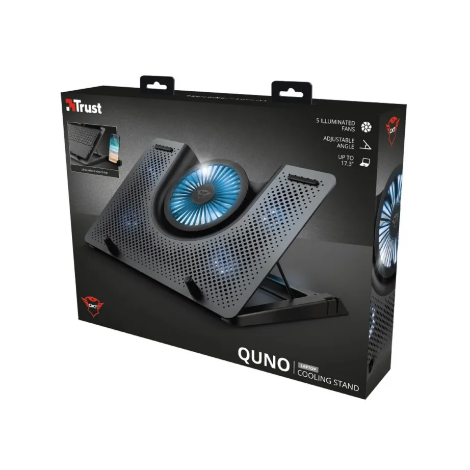 Trust GXT 1125 Quno 17″ alumiiniumist sülearvutialus viie ventilaatoriga, USB-toitega, must, 43,2 cm, reguleeritav – 3