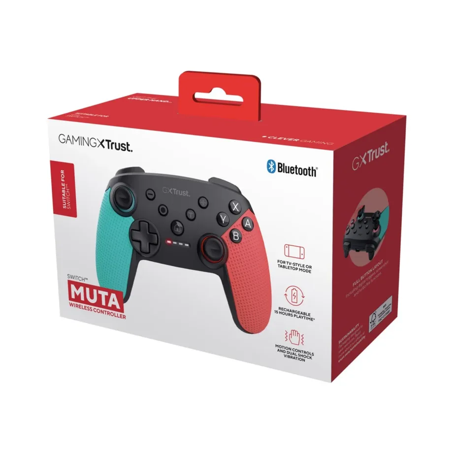 Trust GXT 1246B Muta 161 x 111 x 61 mm punane/sinine/must juhtmevaba Bluetooth mängupult Nintendo Switchi ja Switch Lite’i jaoks – 6