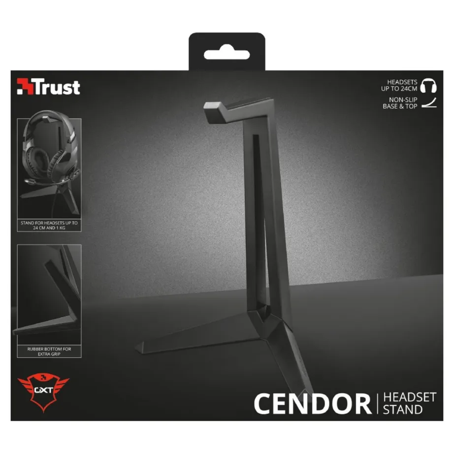 Trust GXT 260 Cendor 255 mm must kõrvaklappide hoidik, universaalne, plastik – 6