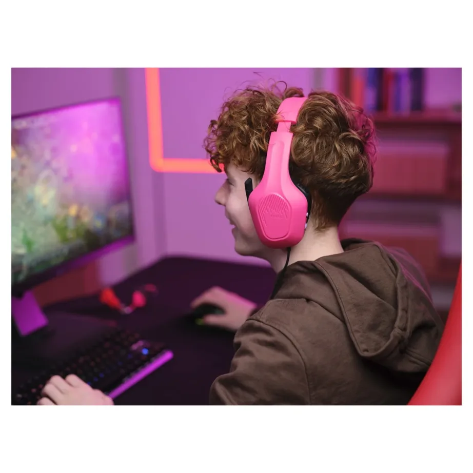 Trust GXT 415P Zirox Powerful Pink juhtmega 2 m mänguripeakomplekt ABS peavõruga, 50 mm neodüüm-draiverid, kokkupandava mikrofoniga – 9