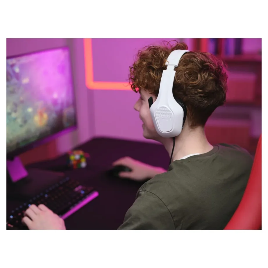 Trust GXT 415W Zirox 3,5 mm juhtmega mänguripeakomplekt 50 mm kõlarielementide ja kokkupandava mikrofoniga, Winning White – 9