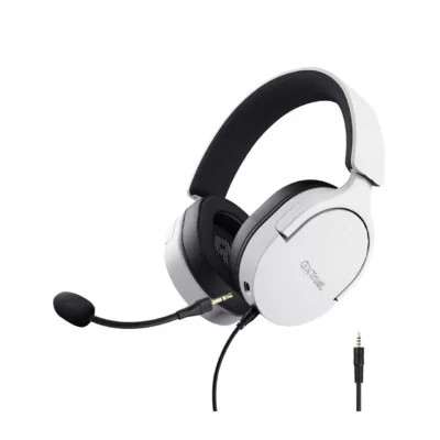 Trust GXT 489W Fayzo must-valge juhtmega mängurikomplekt, 3,5 mm, eemaldatav mikrofon, 1,2 m kaabel, ABS, taaskasutatud materjalid, 180x90x200 mm