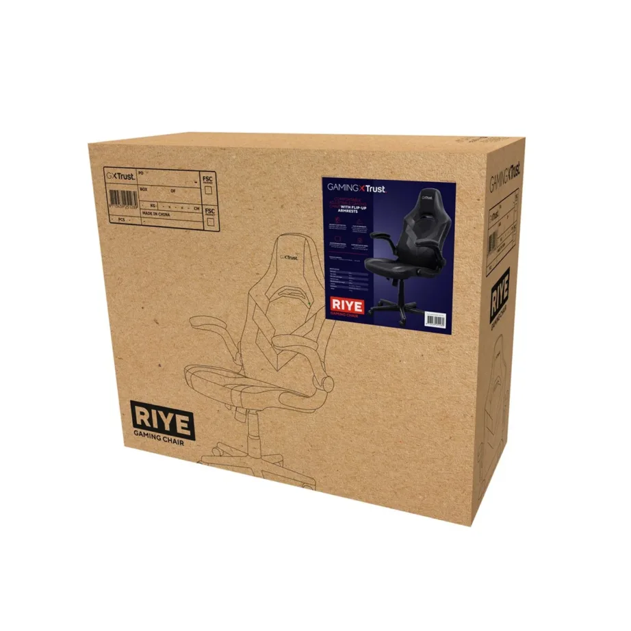 Trust GXT 703 Riye must mänguritool, 128 cm kõrgus, 54×52 cm istmepind, max 140 kg – 6