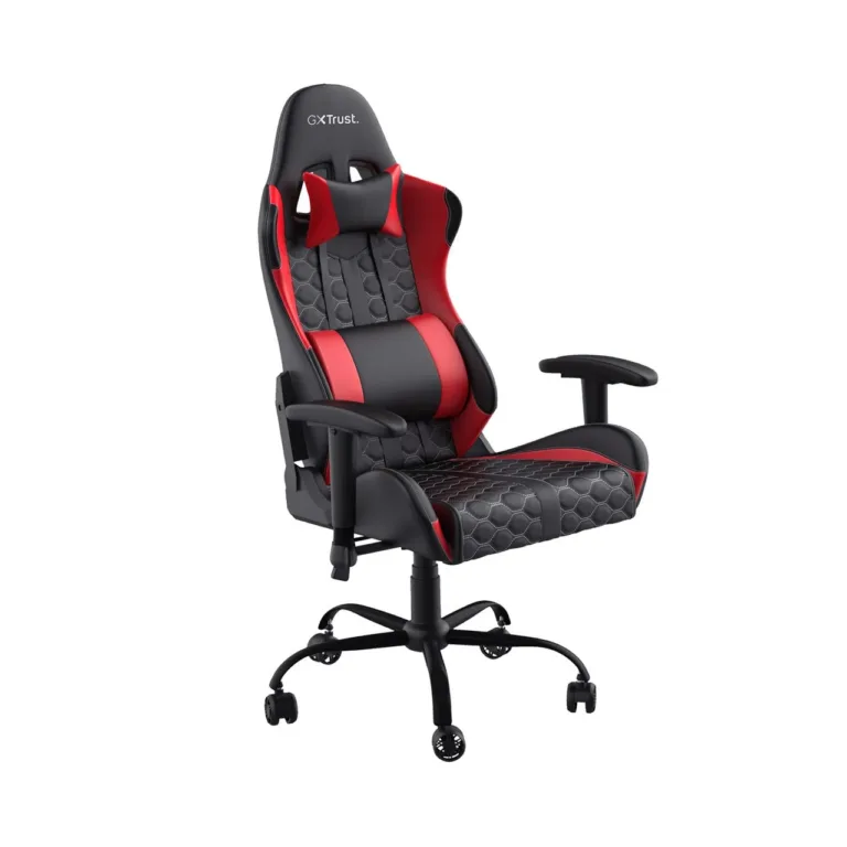 Trust GXT 708R 72 cm laiune must-punane universaalne mänguritool, reguleeritava seljatoega 90–180°, metallraam, 150 kg kandevõime, kaela- ja nimmepadjaga