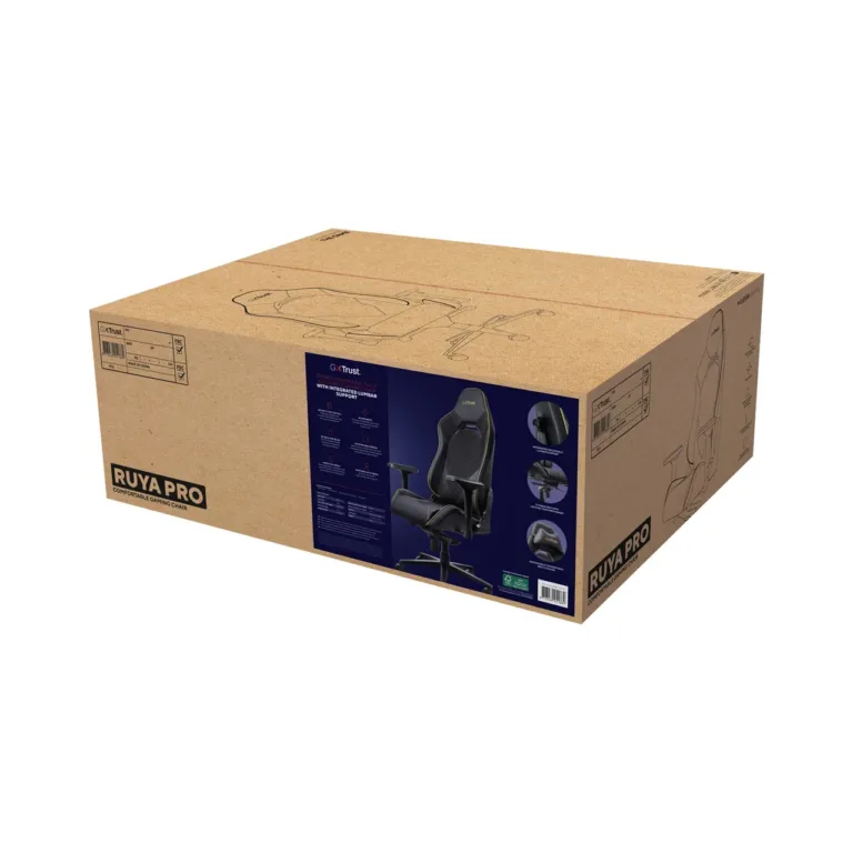 Trust GXT 721 Ruya Pro 710x750x1340 mm must PU-nahast 4D käetugedega mänguritool, max 195 cm/150 kg