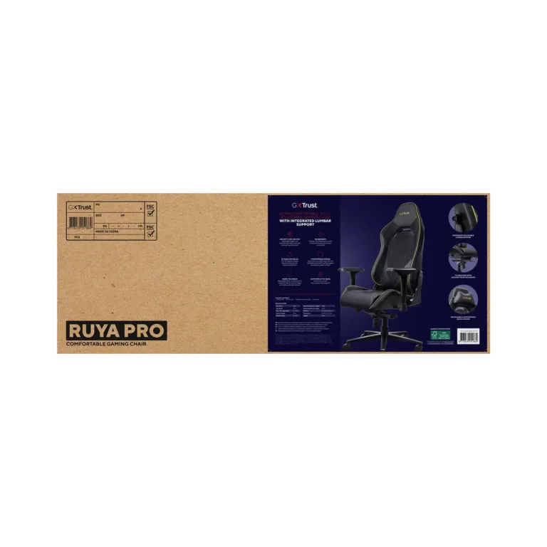Trust GXT 721 Ruya Pro 710x750x1340 mm must PU-nahast 4D käetugedega mänguritool, max 195 cm/150 kg