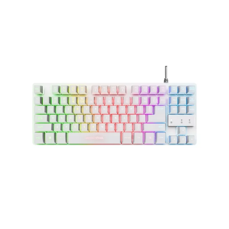 Trust GXT 833W Thado TKL 87-klahviline RGB LED valge mänguriklaviatuur, US QWERTY, juhtmega USB