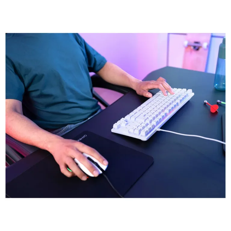 Trust GXT 833W Thado TKL 87-klahviline RGB LED valge mänguriklaviatuur, US QWERTY, juhtmega USB
