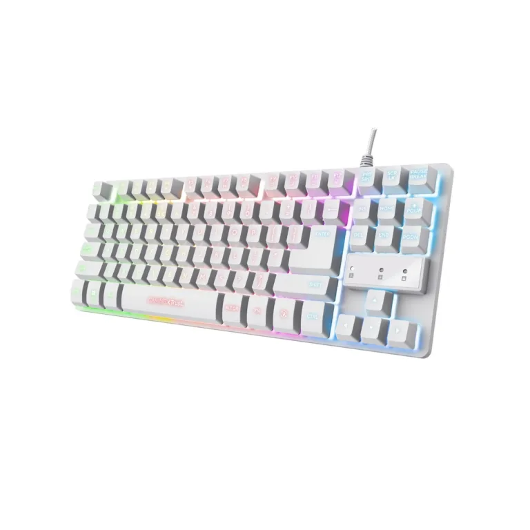 Trust GXT 833W Thado TKL 87-klahviline RGB LED valge mänguriklaviatuur, US QWERTY, juhtmega USB