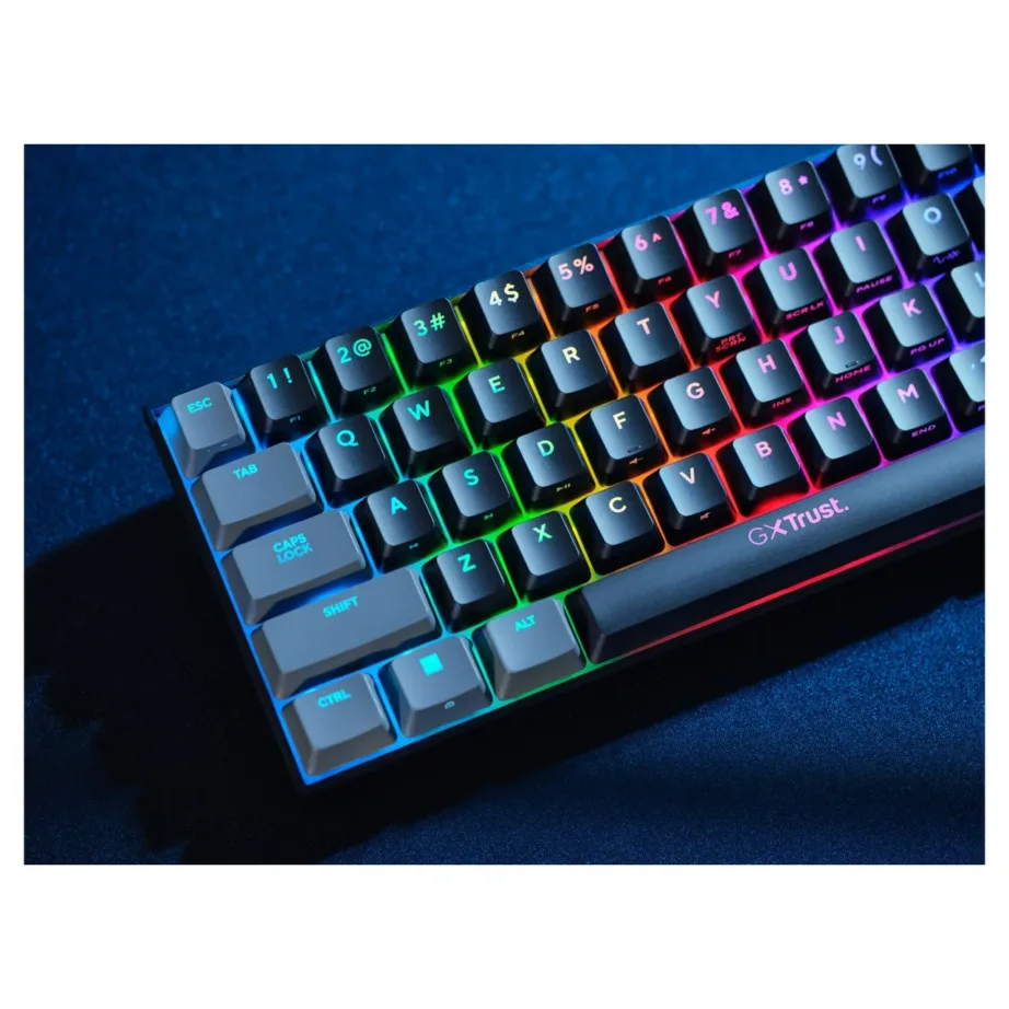 Trust GXT 867 Acira 60% mehaaniline RGB-taustvalgustusega mänguriklaviatuur US paigutusega, must, eemaldatav 1,8 m USB-kaabel – 11