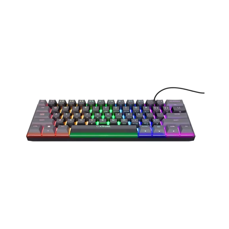 Trust GXT 867 Acira 60% mehaaniline RGB-taustvalgustusega mänguriklaviatuur US paigutusega, must, eemaldatav 1,8 m USB-kaabel
