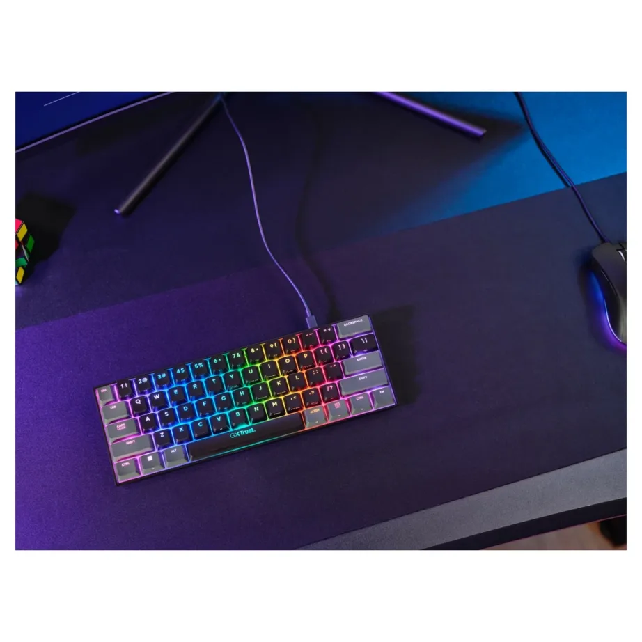 Trust GXT 867 Acira 60% mehaaniline RGB-taustvalgustusega mänguriklaviatuur US paigutusega, must, eemaldatav 1,8 m USB-kaabel – 10