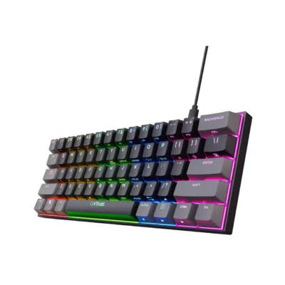 Trust GXT 867 Acira 60% mehaaniline RGB-taustvalgustusega mänguriklaviatuur US paigutusega, must, eemaldatav 1,8 m USB-kaabel