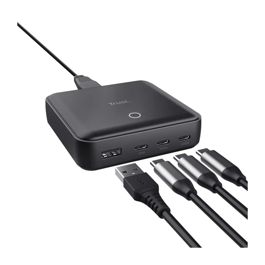 Trust Maxo 25242 100W 3xUSB-C/1xUSB-A universaalne lauakinnituslaadija, must, EU pistik, 1,2 m kaabel – 2