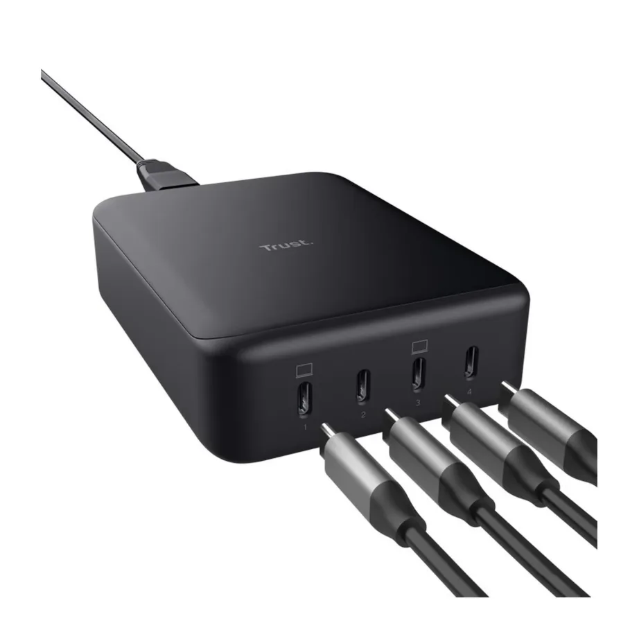 Trust Maxo 25413 must 4x USB-C PPS/PD3.0 lauakinnitusega GaN laadija (ABS/PC, 1 m kaabel) – 2