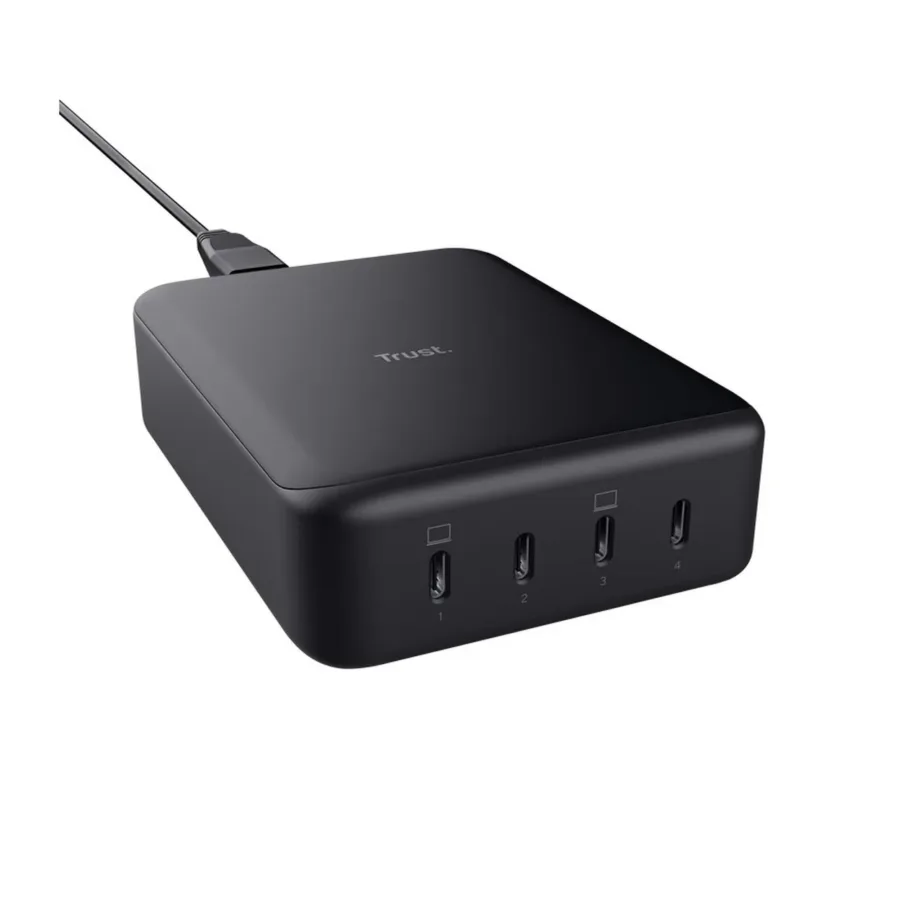 Trust Maxo 25413 must 4x USB-C PPS/PD3.0 lauakinnitusega GaN laadija (ABS/PC, 1 m kaabel)