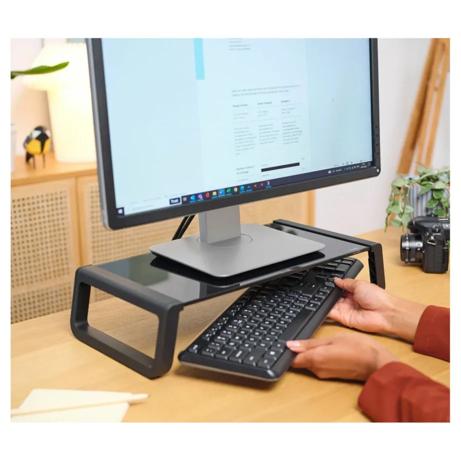 Trust Monta 415x225x98 mm karastatud klaasist must monitorialus lauale, kandevõime 10 kg, 1 ekraanile – 6