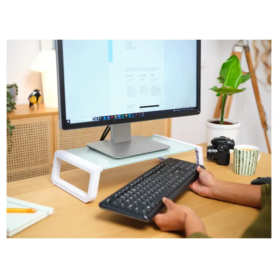 Trust Monta 500x200x100 mm valge karastatud klaasist monitorialus, 10 kg kandevõimega – 6