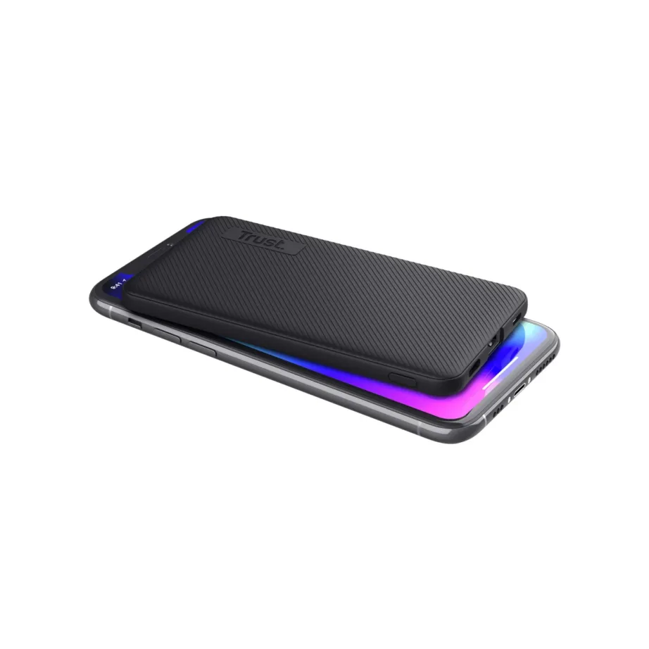 Trust Primo 24679 5000 mAh must õhuke Li-Ion akupank, 2 väljundit, kiirlaadimine, USB-A ja USB-C, nutitelefonile ja tahvelarvutile – 5