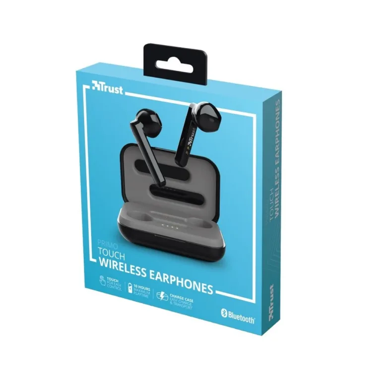 Trust Primo Touch 68x45x21 mm mustad juhtmevabad Bluetooth 5.0 in-ear kõrvaklapid mikrofoniga, laadimiskarbiga, 4 h tööaega (mudel 23712)