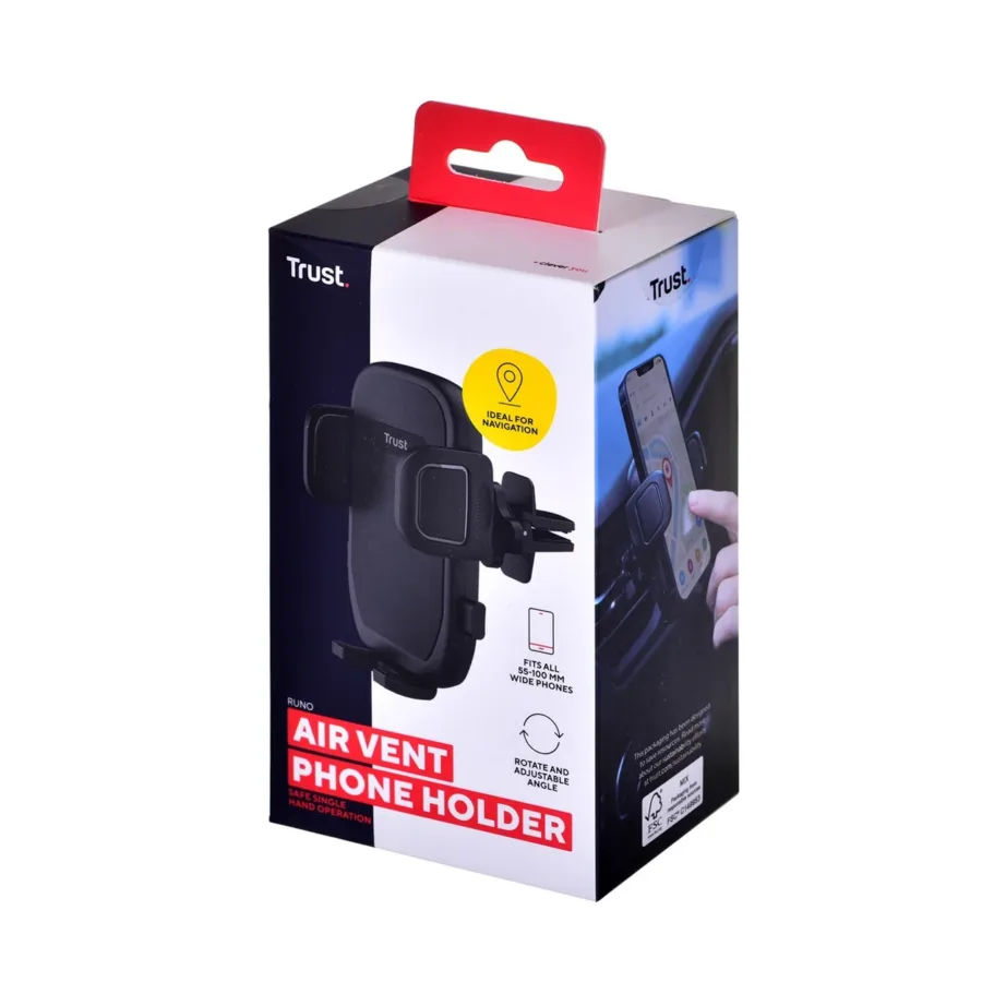 Trust Runo 80x60x115 mm must ABS autos telefonihoidik õhuavadele 4–7-tollistele nutitelefonidele – 9